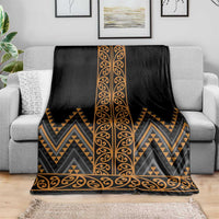 Gold Aotearoa Mangopare Kowhaiwhai and Niho Taniwha Blanket Maori New Zealand LT14 - Polynesian Pride
