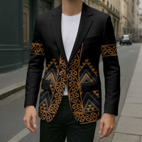 Gold Aotearoa Mangopare Kowhaiwhai Niho Taniwha Blazer Maori New Zealand LT14 - Polynesian Pride