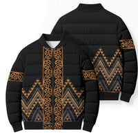 Gold Aotearoa Mangopare Kowhaiwhai Niho Taniwha Bomber Puffer Jacket Maori New Zealand LT14 - Polynesian Pride