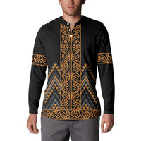 Gold Aotearoa Mangopare Kowhaiwhai and Niho Taniwha Button Sweatshirt Maori New Zealand LT14 - Polynesian Pride