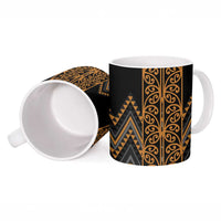 Gold Aotearoa Mangopare Kowhaiwhai Niho Taniwha Ceramic Mug Maori New Zealand LT14 - Polynesian Pride