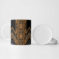 Gold Aotearoa Mangopare Kowhaiwhai Niho Taniwha Ceramic Mug Maori New Zealand LT14 - Polynesian Pride