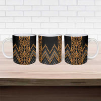 Gold Aotearoa Mangopare Kowhaiwhai Niho Taniwha Ceramic Mug Maori New Zealand LT14 - Polynesian Pride