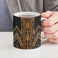 Gold Aotearoa Mangopare Kowhaiwhai Niho Taniwha Ceramic Mug Maori New Zealand LT14 - Polynesian Pride