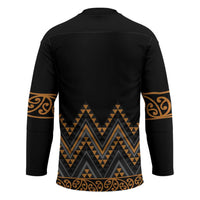 Gold Aotearoa Mangopare Kowhaiwhai Niho Taniwha Hockey Jersey Maori New Zealand LT14 - Polynesian Pride