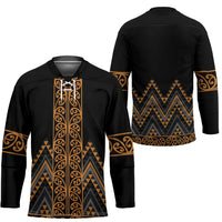 Gold Aotearoa Mangopare Kowhaiwhai Niho Taniwha Hockey Jersey Maori New Zealand LT14 - Polynesian Pride