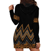 Gold Aotearoa Mangopare Kowhaiwhai and Niho Taniwha Hoodie Dress Maori New Zealand LT14 - Polynesian Pride