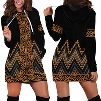 Gold Aotearoa Mangopare Kowhaiwhai and Niho Taniwha Hoodie Dress Maori New Zealand LT14 - Polynesian Pride
