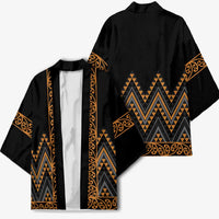 Gold Aotearoa Mangopare Kowhaiwhai Niho Taniwha Kimono Maori New Zealand LT14 - Polynesian Pride