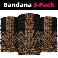 Gold Aotearoa Mangopare Kowhaiwhai Niho Taniwha Neck Gaiter Maori New Zealand LT14 package One Size: 25*50cm Gold - Polynesian Pride
