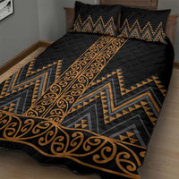 Gold Aotearoa Mangopare Kowhaiwhai and Niho Taniwha Quilt Bed Set Maori New Zealand LT14 - Polynesian Pride