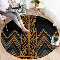 Gold Aotearoa Mangopare Kowhaiwhai and Niho Taniwha Round Carpet Maori New Zealand LT14 - Polynesian Pride