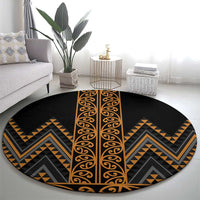 Gold Aotearoa Mangopare Kowhaiwhai and Niho Taniwha Round Carpet Maori New Zealand LT14 - Polynesian Pride