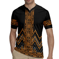 Gold Aotearoa Mangopare Kowhaiwhai and Niho Taniwha Rugby Jersey Maori New Zealand LT14 - Polynesian Pride