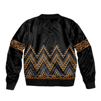 Gold Aotearoa Mangopare Kowhaiwhai and Niho Taniwha Sleeve Zip Bomber Jacket Maori New Zealand LT14 - Polynesian Pride