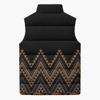 Gold Aotearoa Mangopare Kowhaiwhai Niho Taniwha Sleeveless Puffer Jacket Maori New Zealand LT14 - Polynesian Pride