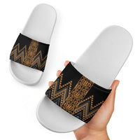 Gold Aotearoa Mangopare Kowhaiwhai Niho Taniwha Slide Sandals Maori New Zealand LT14 - Polynesian Pride