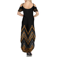 Gold Aotearoa Mangopare Kowhaiwhai and Niho Taniwha Summer Maxi Dress Maori New Zealand LT14 - Polynesian Pride