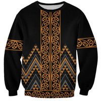 Gold Aotearoa Mangopare Kowhaiwhai and Niho Taniwha Sweatshirt Maori New Zealand LT14 Unisex Gold - Polynesian Pride