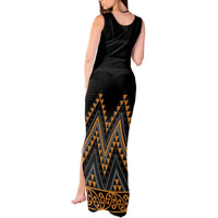 Gold Aotearoa Mangopare Kowhaiwhai and Niho Taniwha Tank Maxi Dress Maori New Zealand LT14 - Polynesian Pride
