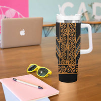 Gold Aotearoa Mangopare Kowhaiwhai and Niho Taniwha Tumbler With Handle Maori New Zealand LT14 - Polynesian Pride