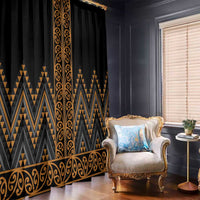Gold Aotearoa Mangopare Kowhaiwhai and Niho Taniwha Window Curtain Maori New Zealand LT14 - Polynesian Pride
