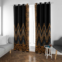 Gold Aotearoa Mangopare Kowhaiwhai and Niho Taniwha Window Curtain Maori New Zealand LT14 With Grommets Gold - Polynesian Pride