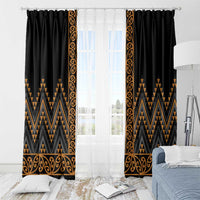 Gold Aotearoa Mangopare Kowhaiwhai and Niho Taniwha Window Curtain Maori New Zealand LT14 - Polynesian Pride
