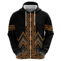 Gold Aotearoa Mangopare Kowhaiwhai and Niho Taniwha Zip Hoodie Maori New Zealand LT14 - Polynesian Pride