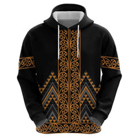 Gold Aotearoa Mangopare Kowhaiwhai and Niho Taniwha Zip Hoodie Maori New Zealand LT14 - Polynesian Pride