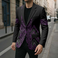 Purple Aotearoa Mangopare Kowhaiwhai Niho Taniwha Blazer Maori New Zealand LT14 - Polynesian Pride