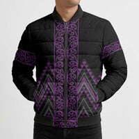 Purple Aotearoa Mangopare Kowhaiwhai Niho Taniwha Bomber Puffer Jacket Maori New Zealand LT14 - Polynesian Pride