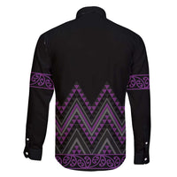 Purple Aotearoa Mangopare Kowhaiwhai and Niho Taniwha Family Matching Short Sleeve Bodycon Dress and Hawaiian Shirt Maori New Zealand LT14 - Polynesian Pride