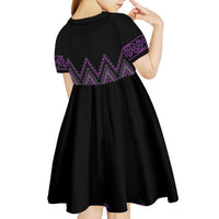Purple Aotearoa Mangopare Kowhaiwhai and Niho Taniwha Kid Short Sleeve Dress Maori New Zealand LT14 - Polynesian Pride
