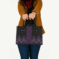 Purple Aotearoa Mangopare Kowhaiwhai Niho Taniwha Leather Bag Maori New Zealand LT14 - Polynesian Pride