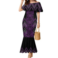 Purple Aotearoa Mangopare Kowhaiwhai and Niho Taniwha Mermaid Dress Maori New Zealand LT14 Women Purple - Polynesian Pride