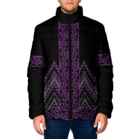 Purple Aotearoa Mangopare Kowhaiwhai Niho Taniwha Padded Jacket Maori New Zealand LT14 Men Purple - Polynesian Pride