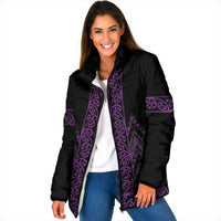 Purple Aotearoa Mangopare Kowhaiwhai Niho Taniwha Padded Jacket Maori New Zealand LT14 Women Purple - Polynesian Pride