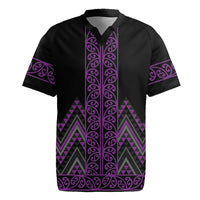 Purple Aotearoa Mangopare Kowhaiwhai and Niho Taniwha Rugby Jersey Maori New Zealand LT14 Purple - Polynesian Pride