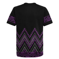 Purple Aotearoa Mangopare Kowhaiwhai and Niho Taniwha Rugby Jersey Maori New Zealand LT14 - Polynesian Pride