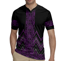 Purple Aotearoa Mangopare Kowhaiwhai and Niho Taniwha Rugby Jersey Maori New Zealand LT14 - Polynesian Pride