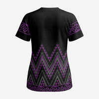 Purple Aotearoa Mangopare Kowhaiwhai and Niho Taniwha Scrub Top Maori New Zealand LT14 - Polynesian Pride