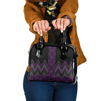 Purple Aotearoa Mangopare Kowhaiwhai and Niho Taniwha Shoulder Handbag Maori New Zealand LT14 One Size Purple - Polynesian Pride