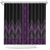 Purple Aotearoa Mangopare Kowhaiwhai and Niho Taniwha Shower Curtain Maori New Zealand LT14 Purple - Polynesian Pride