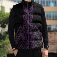 Purple Aotearoa Mangopare Kowhaiwhai Niho Taniwha Sleeveless Puffer Jacket Maori New Zealand LT14 - Polynesian Pride