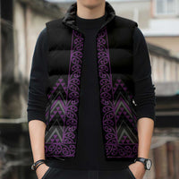 Purple Aotearoa Mangopare Kowhaiwhai Niho Taniwha Sleeveless Puffer Jacket Maori New Zealand LT14 - Polynesian Pride