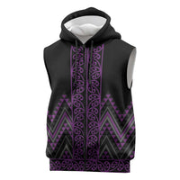 Purple Aotearoa Mangopare Kowhaiwhai Niho Taniwha Sleeveless Zip Hoodie Maori New Zealand LT14 Purple - Polynesian Pride