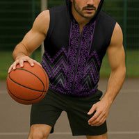 Purple Aotearoa Mangopare Kowhaiwhai Niho Taniwha Sleeveless Zip Hoodie Maori New Zealand LT14 - Polynesian Pride