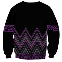 Purple Aotearoa Mangopare Kowhaiwhai and Niho Taniwha Sweatshirt Maori New Zealand LT14 - Polynesian Pride