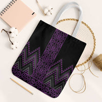 Purple Aotearoa Mangopare Kowhaiwhai Niho Taniwha Tote Bag Maori New Zealand LT14 White Strap One Size Purple - Polynesian Pride